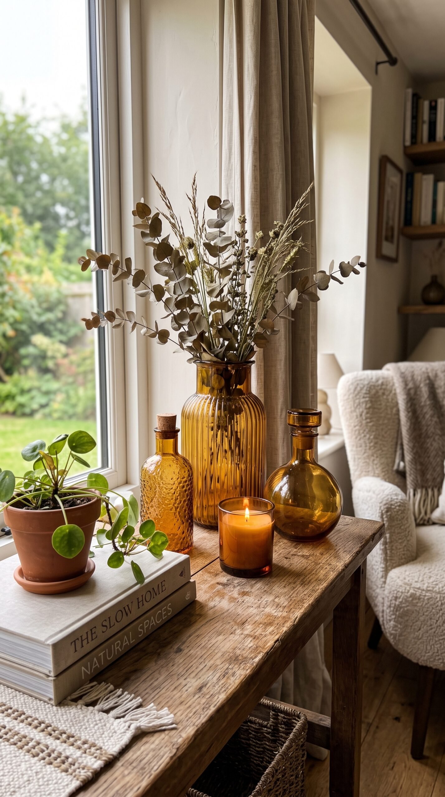amber glass decor around a home