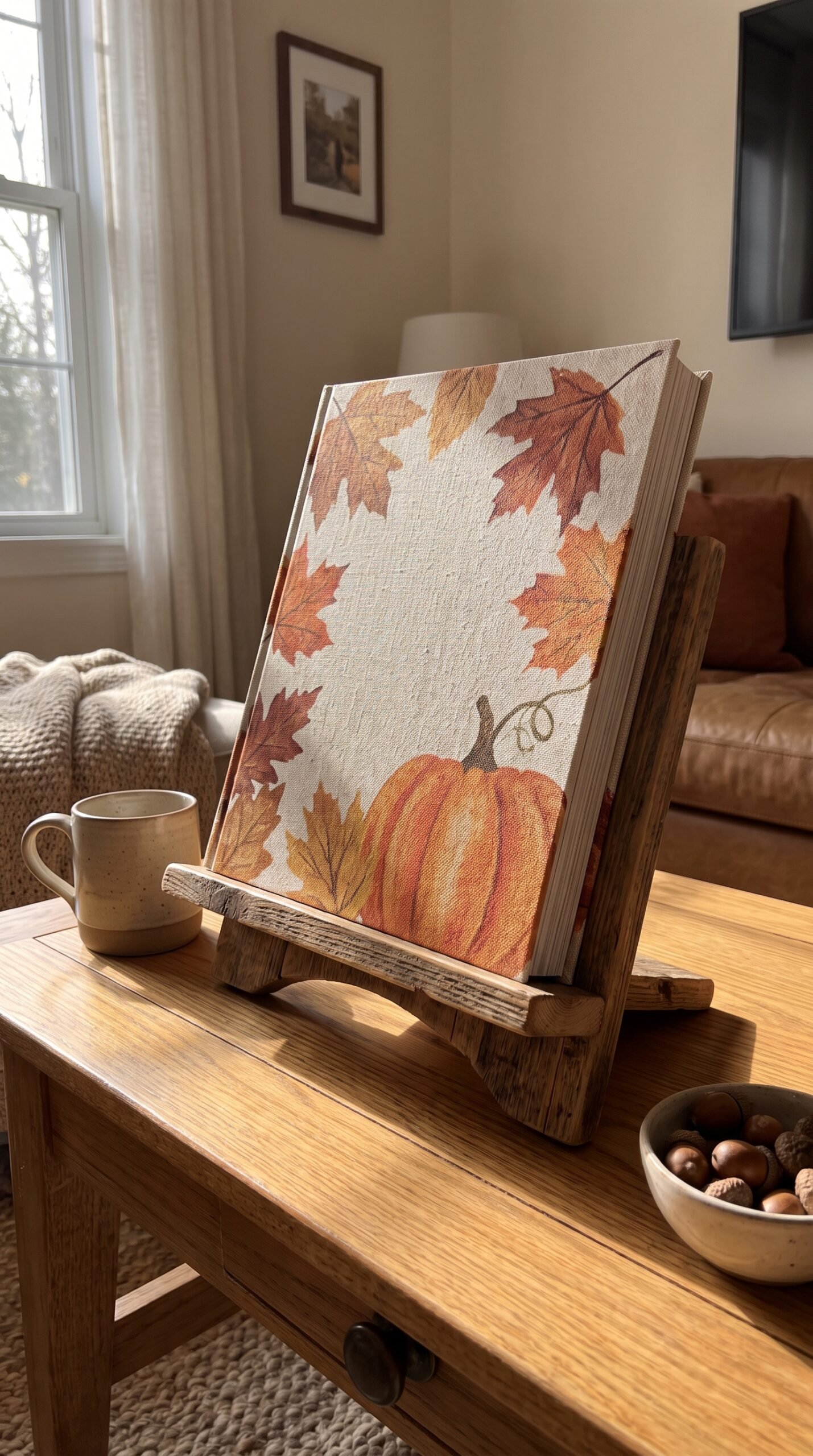 autumn themed coffee table book displayed upright