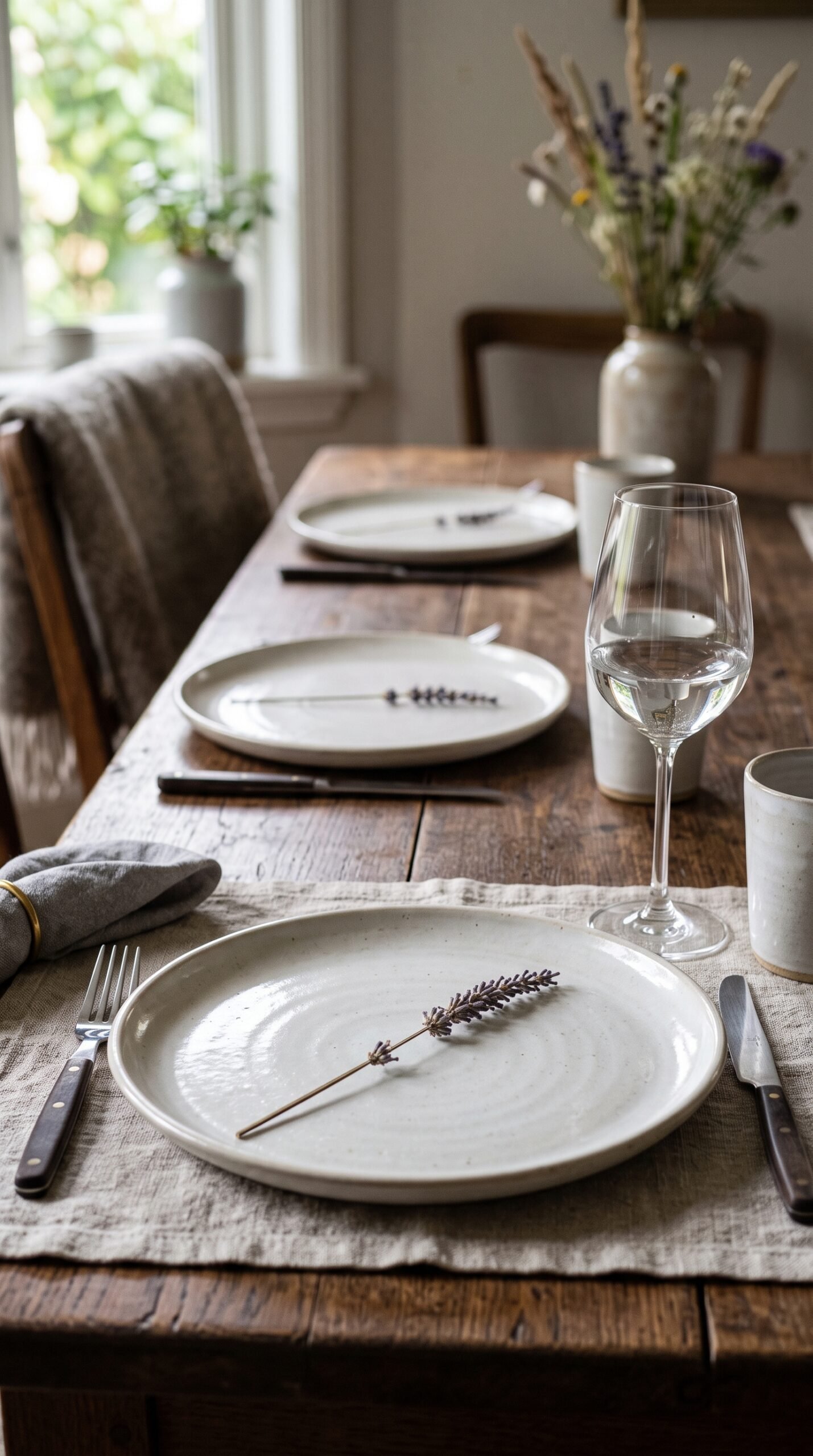 single dried sprig laid on each dinner plate
