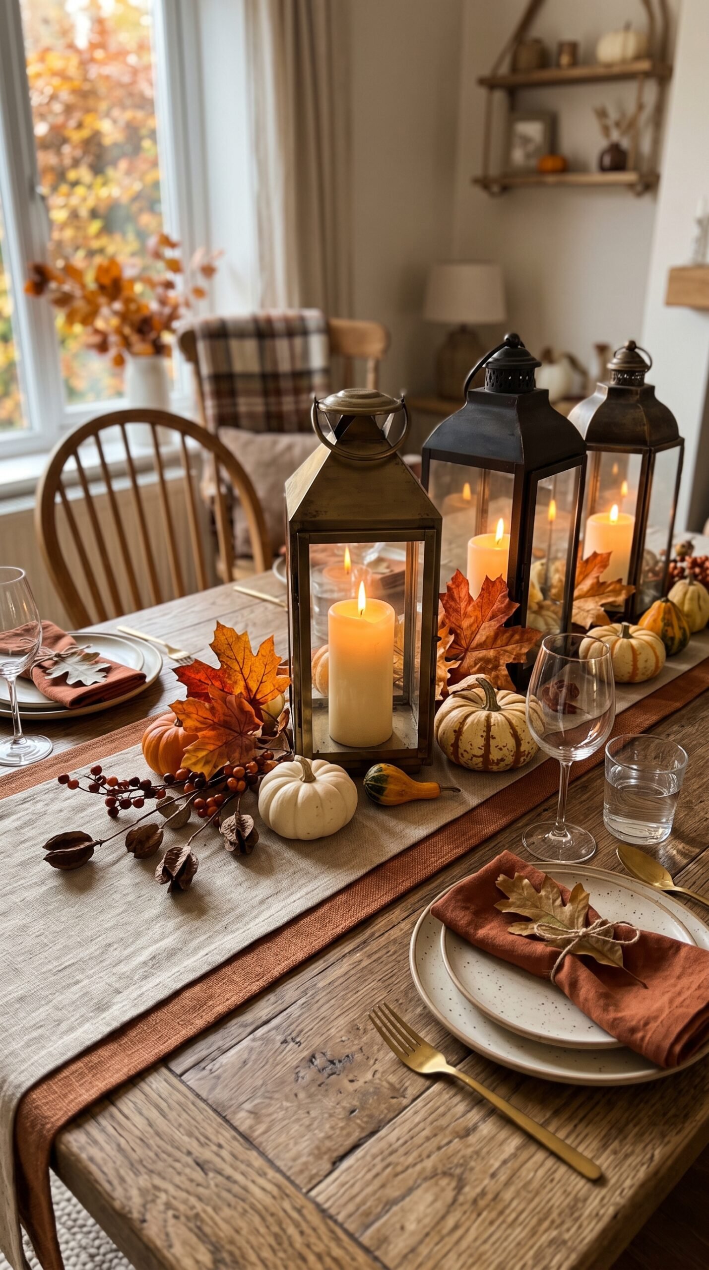 lanterns on a fall dining table