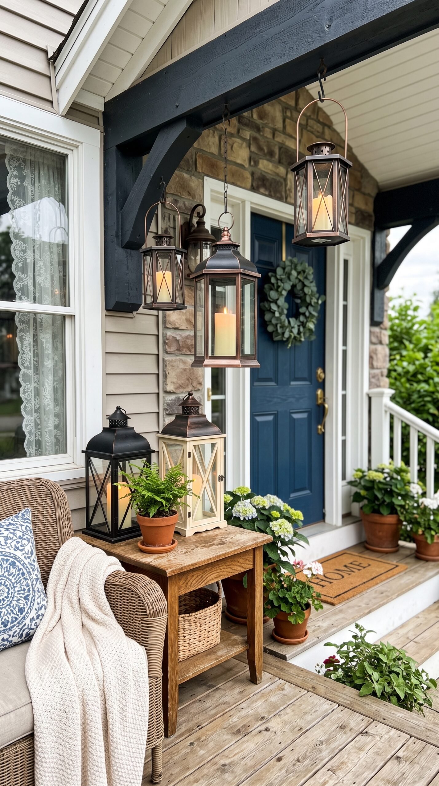 lanterns on a front porch