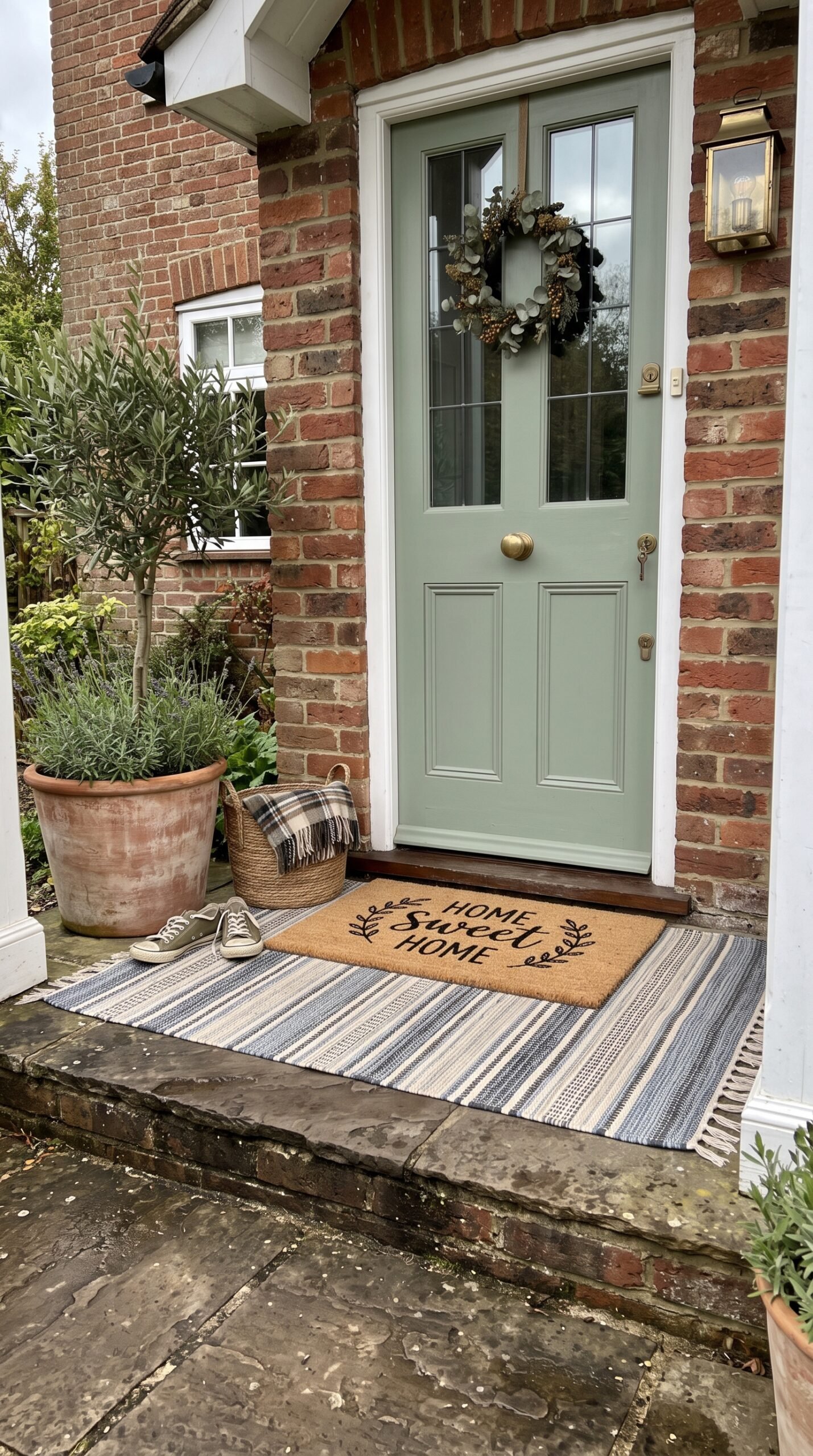 layered doormats at a front door