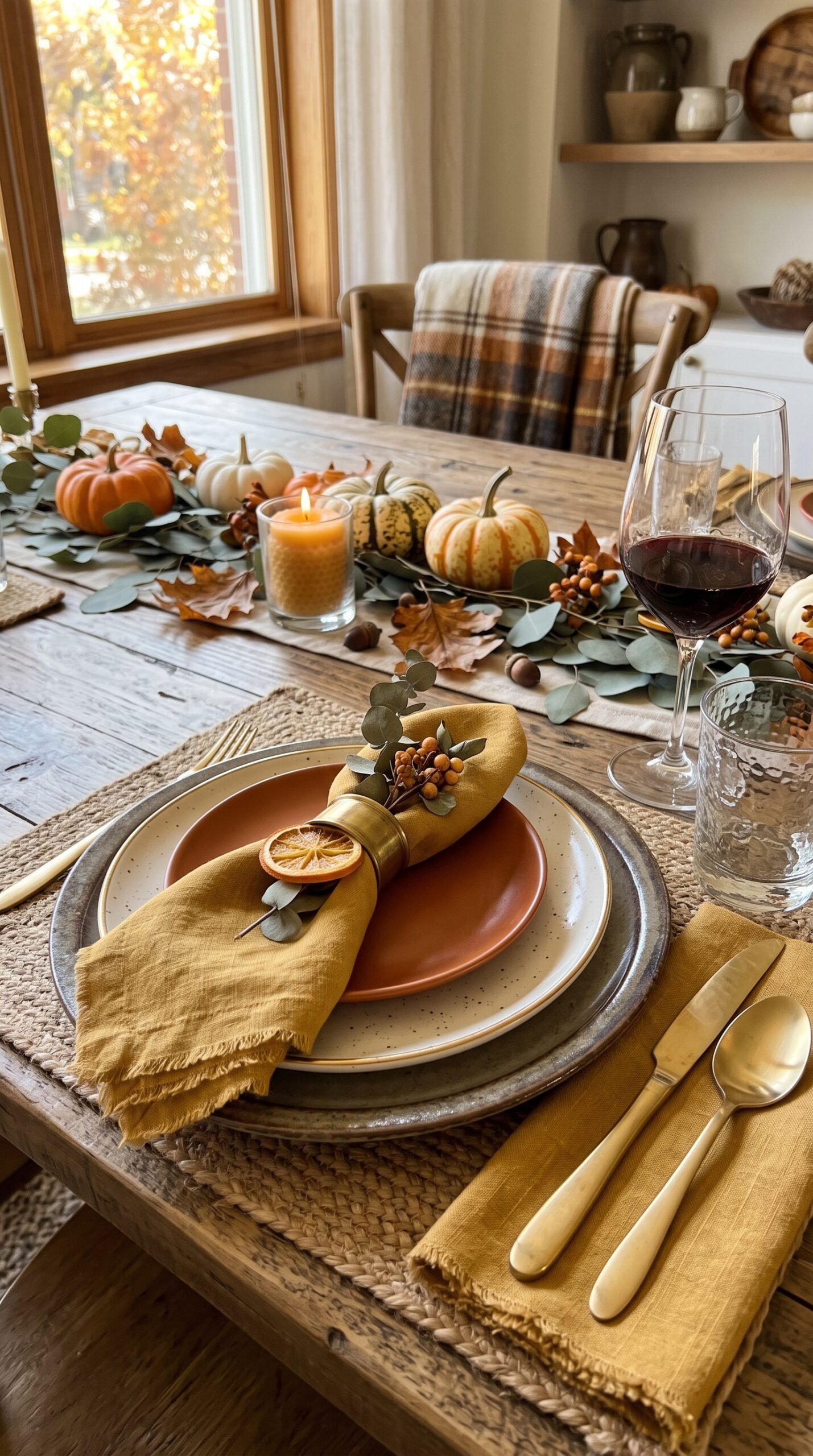 layered plates on a fall table setting