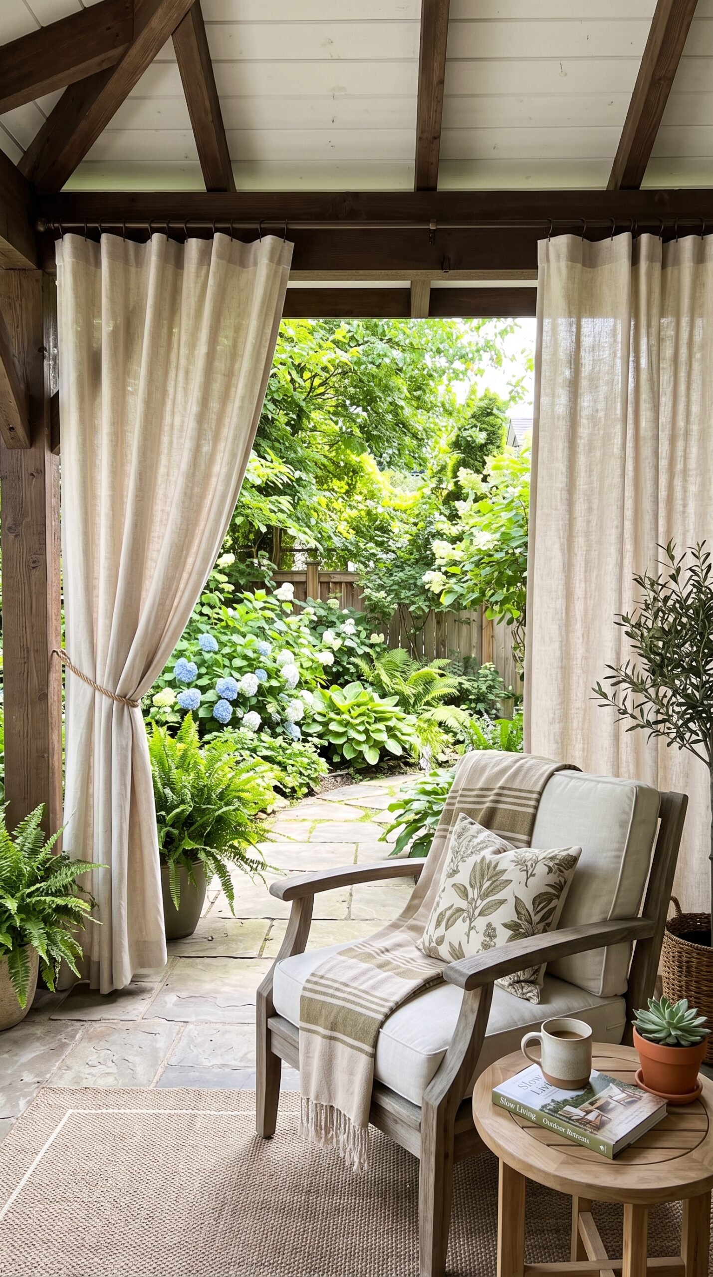 warm toned outdoor rug on a patio
