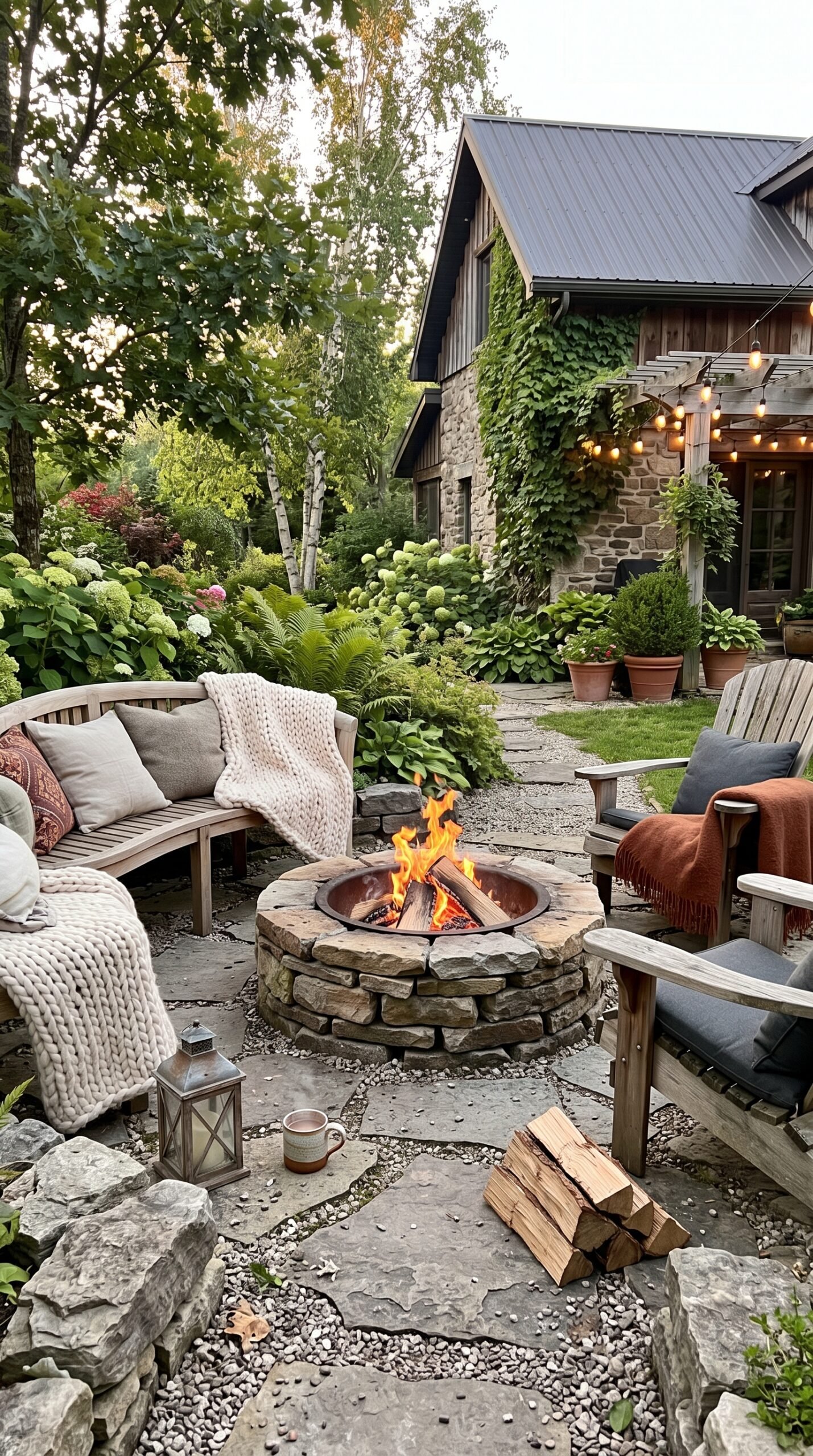 outdoor fire pit surrounded by seating