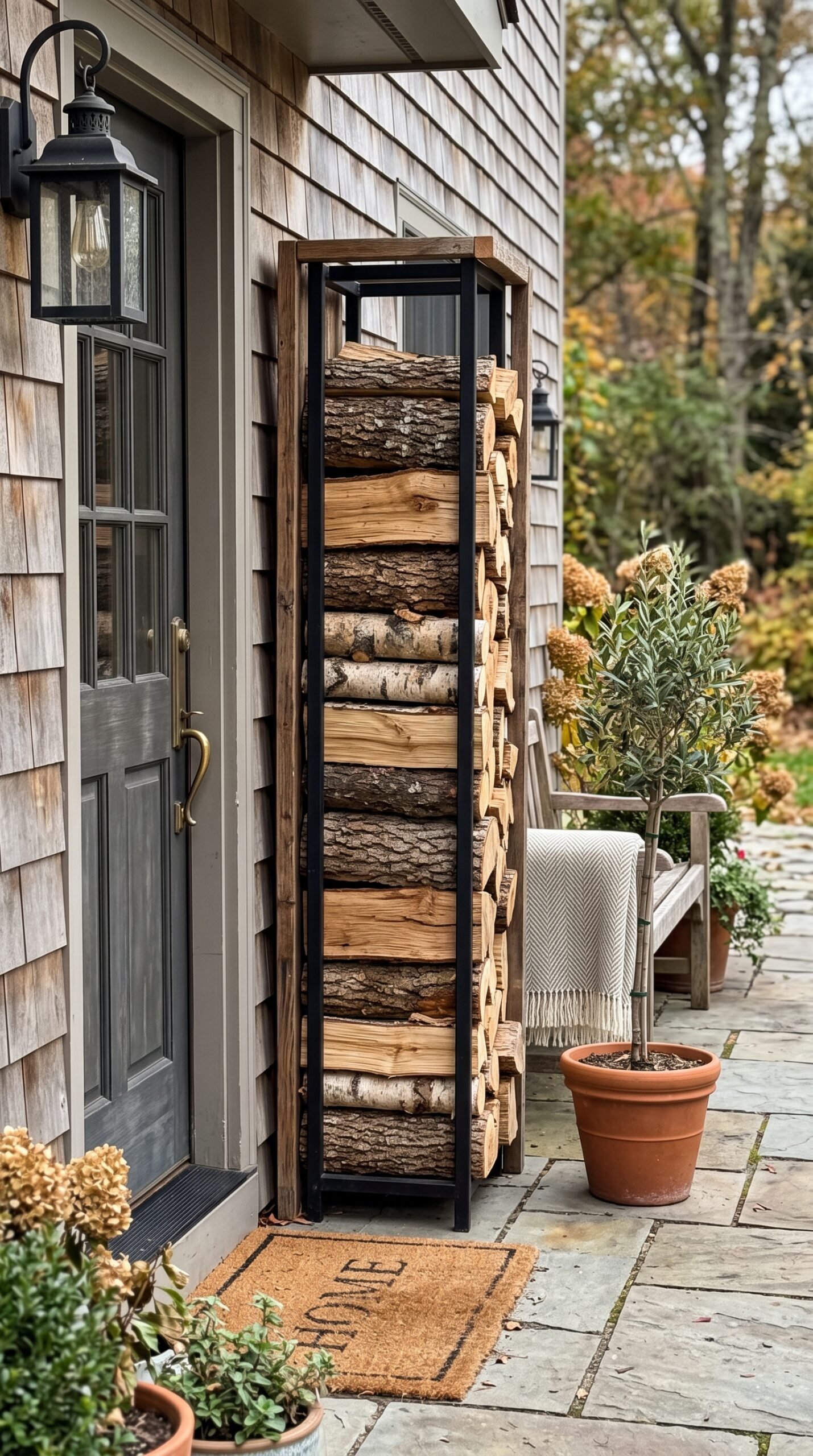 stacked firewood as outdoor decor