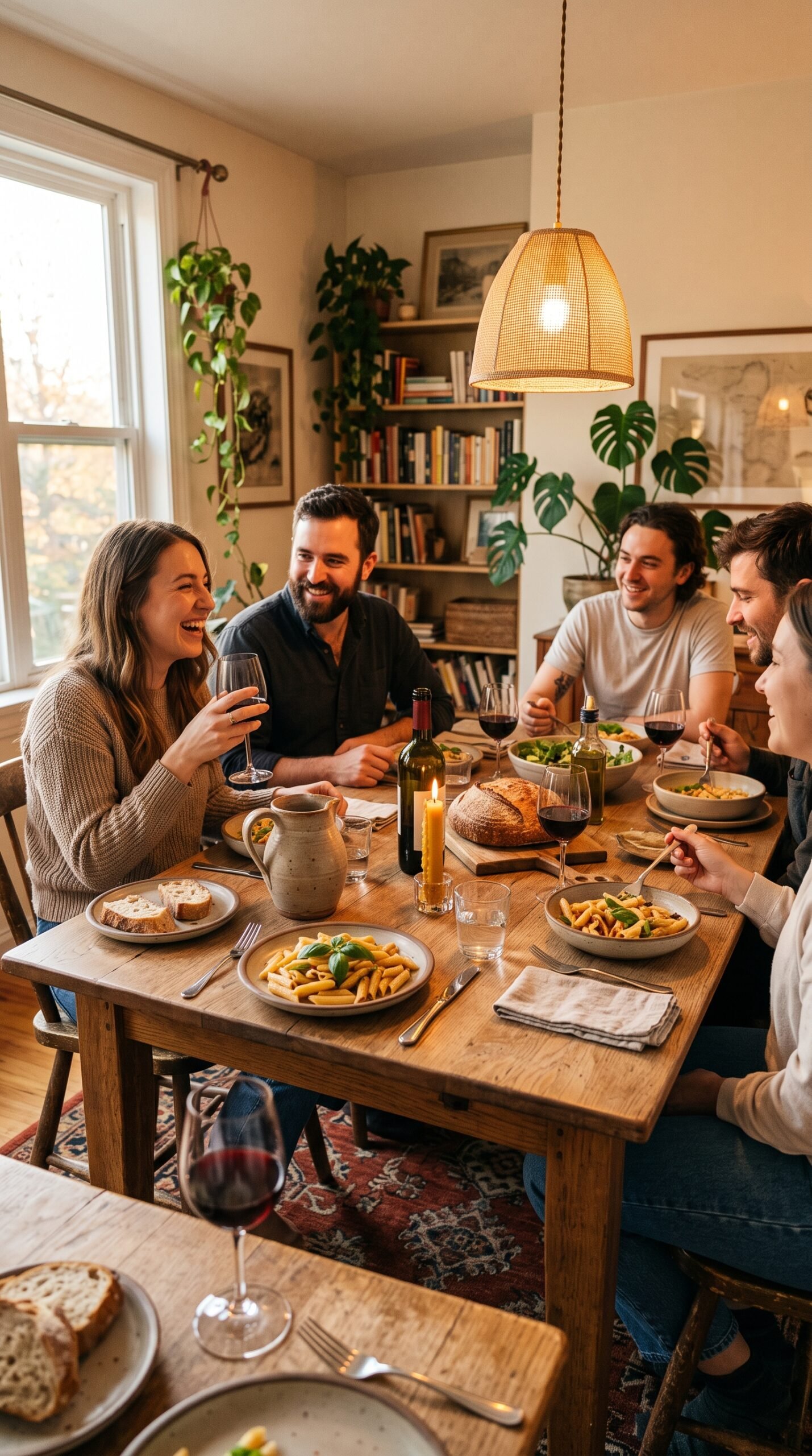 warm ambient light over a dining table
